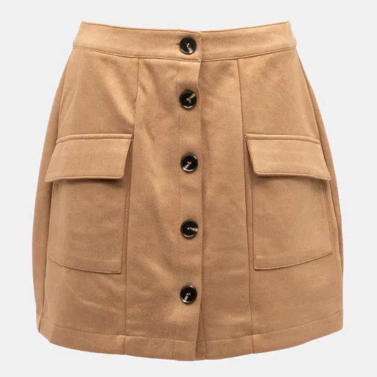 DEELUXE 74 Jupe à boutons avec poches valentina light camel suédine Femme MARRON CLAIR Hot