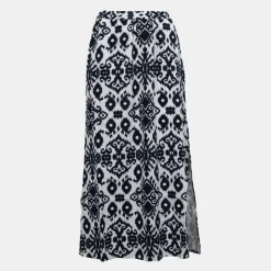 VERO MODA Jupe blanche imprimé bleu éthnique taille haute Femme BLEU FONCE