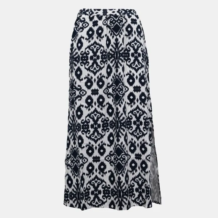 VERO MODA Jupe blanche imprimé bleu éthnique taille haute Femme BLEU FONCE