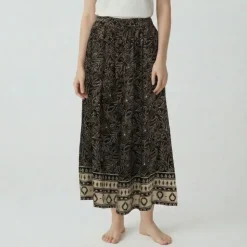 LES TROPEZIENNES PAR M.BELARBI Jupe boutonnée imprimé fleurs avec motifs Femme NOIR Discount