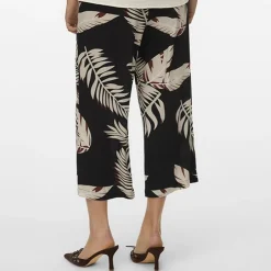 VERO MODA Jupe culotte à imprimé feuilles beiges Femme NOIR New