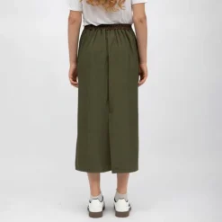 HOLLY AND JOEY Jupe dasy mi longue bandes graphiques avec fente Femme KAKI New