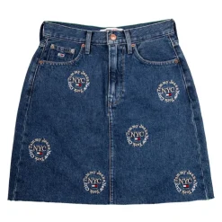 TOMMY HILFIGER Jupe en jean avec broderie en coton Femme BLEU New