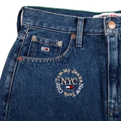 TOMMY HILFIGER Jupe en jean avec broderie en coton Femme BLEU New