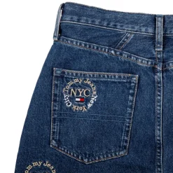 TOMMY HILFIGER Jupe en jean avec broderie en coton Femme BLEU New