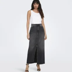 ONLY Jupe en jeans longue onlcilla en coton Femme GRIS FONCE Discount