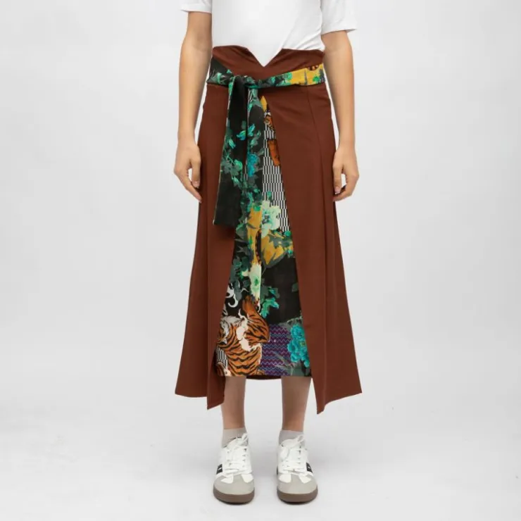 HOLLY AND JOEY Jupe gab effet portefeuille avec imprimé Femme MARRON Outlet