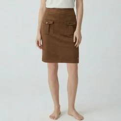 LES TROPEZIENNES PAR M.BELARBI Jupe havane lavaka avec poches mi longue Femme MARRON Clearance
