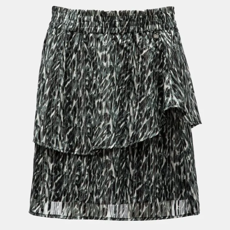 DEELUXE 74 Jupe élastique loralie grey à motif avec volants Femme VERT Hot