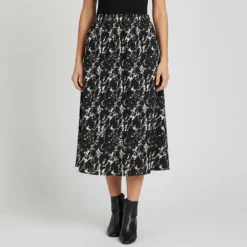 VILA Jupe longue bleue imprimée Femme BLEU FONCE Discount