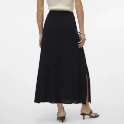 VERO MODA Jupe longue fluide avec fente Femme NOIR