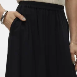 VERO MODA Jupe longue fluide avec fente Femme NOIR