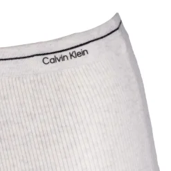 CALVIN KLEIN Jupe longue moulante laine logo fendu arrière Femme BLANC ECRU