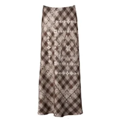HOLLY AND JOEY Jupe longue regular vava à carreaux Femme BEIGE Hot