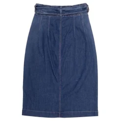 PLEASE Jupe mi longue blue ajustée denim avec ceinture Femme BLEU Hot