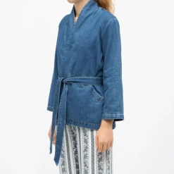 LA PETITE ETOILE Kimono jean vera avec poches et ceinture Femme BLEU Outlet