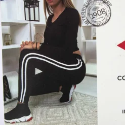 LEE COOPER Legging taille haute fourré bandes côtés Louba Femme NOIR