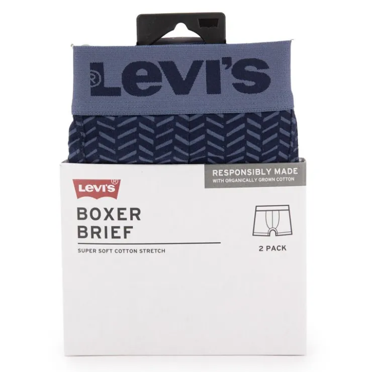 LEVI'S Lot de 2 boxers coton bio à motifs graphique stretch Homme BLEU Clearance