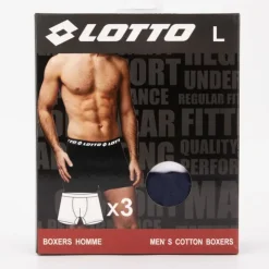 LOTTO Lot de 3 boxers coton blanc noir bleu marine Homme MULTICOLORE Clearance