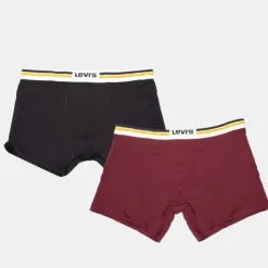 LEVI'S Lot de 2 boxers coton élastique avec liseré coloré Homme BORDEAUX New