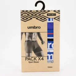 UMBRO Lot de 4 boxers coton umr/1/bcx4/class1 Homme MULTICOLORE New