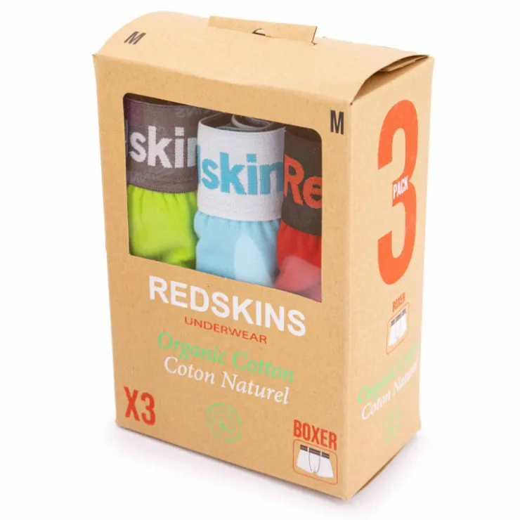 REDSKINS Lot de 3 boxers en coton Homme TURQUOISE Clearance