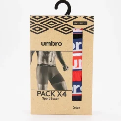 UMBRO Lot de 4 boxers rouge/blanc/noir/bleu Homme MULTICOLORE