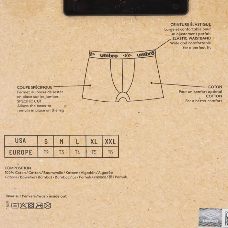 UMBRO Lot de 4 boxers rouge/blanc/noir/bleu Homme MULTICOLORE