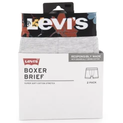 LEVI'S Lot de 2 boxers stretch avec élastique à motif floral Homme GRIS Clearance