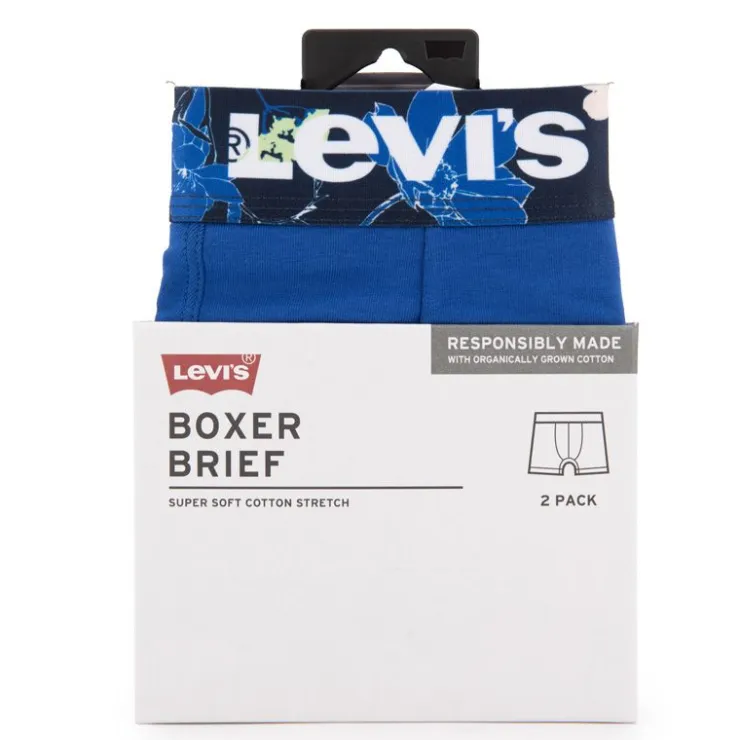 LEVI'S Lot de 2 boxers stretch avec élastique à motif floral Homme BLEU New