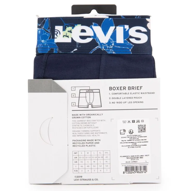LEVI'S Lot de 2 boxers stretch avec élastique à motif floral Homme BLEU New