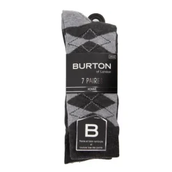 BURTON OF LONDON Lot de 7 chaussettes fantaisies kamalo Homme GRIS Hot