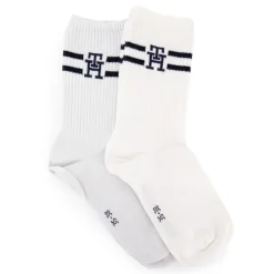 TOMMY HILFIGER Lot de 2 chaussettes Femme BLANC ECRU New
