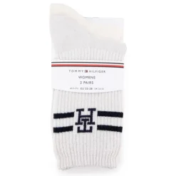 TOMMY HILFIGER Lot de 2 chaussettes Femme BLANC ECRU New