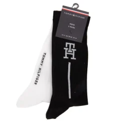 TOMMY HILFIGER Lot de 2 chaussettes et blanc Homme NOIR Clearance