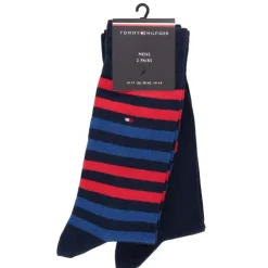 TOMMY HILFIGER Lot de 2 chaussettes rayées Homme BLEU FONCE Sale