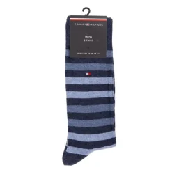 TOMMY HILFIGER Lot de 2 chaussettes rayées Homme BLEU