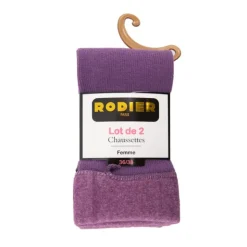 RODIER Lot de 2 chaussettes unies Femme VIOLET Outlet