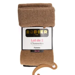 RODIER Lot de 2 chaussettes unies Femme MARRON Hot