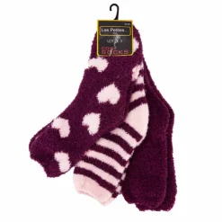 LES PETITES...PARIS Lot de 3 cosy chaussettes clodette Femme VIOLET New