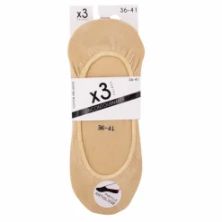 INCONTOURNABLE Lot de 3 paire socquettes invisibles en coton Femme BEIGE Outlet