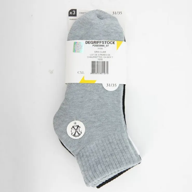 CXL BY CHRISTIAN LACROIX Lot de 3 paires de chaussettes courtes coton douces Enfant GRIS CLAIR Sale