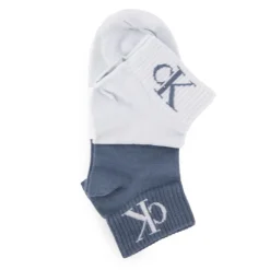 CALVIN KLEIN Lot de 2 paires de chaussettes avec élastique aux cheville Femme BLEU Sale