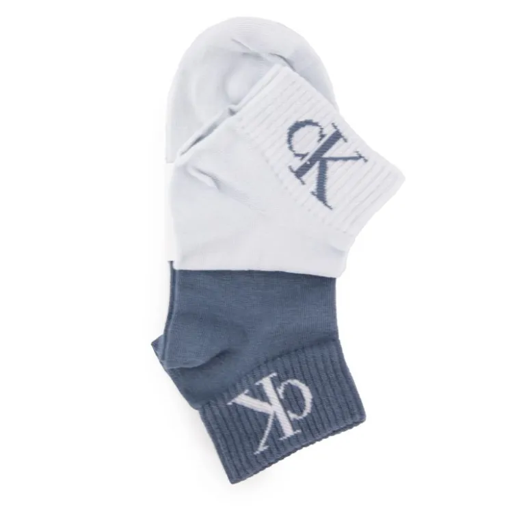 CALVIN KLEIN Lot de 2 paires de chaussettes avec élastique aux cheville Femme BLEU Sale