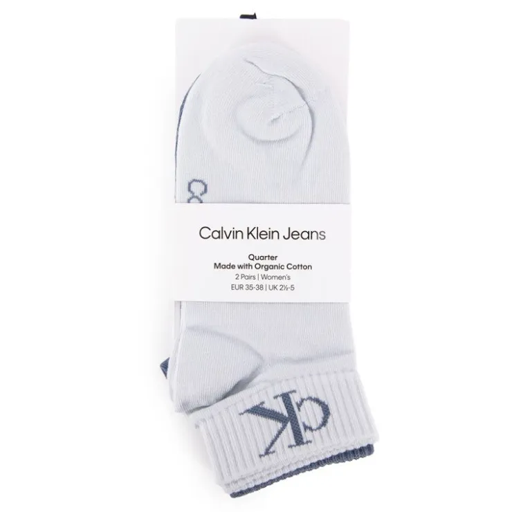 CALVIN KLEIN Lot de 2 paires de chaussettes avec élastique aux cheville Femme BLEU Sale