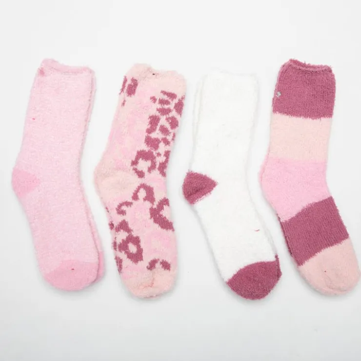 LULU CASTAGNETTE Lot de 4 paires de chaussettes chausson zarina Femme ROSE Outlet