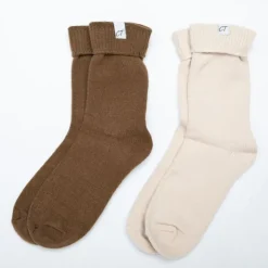 CHANTAL THOMASS Lot de 2 paires de chaussettes chaudes dariana Femme MARRON New