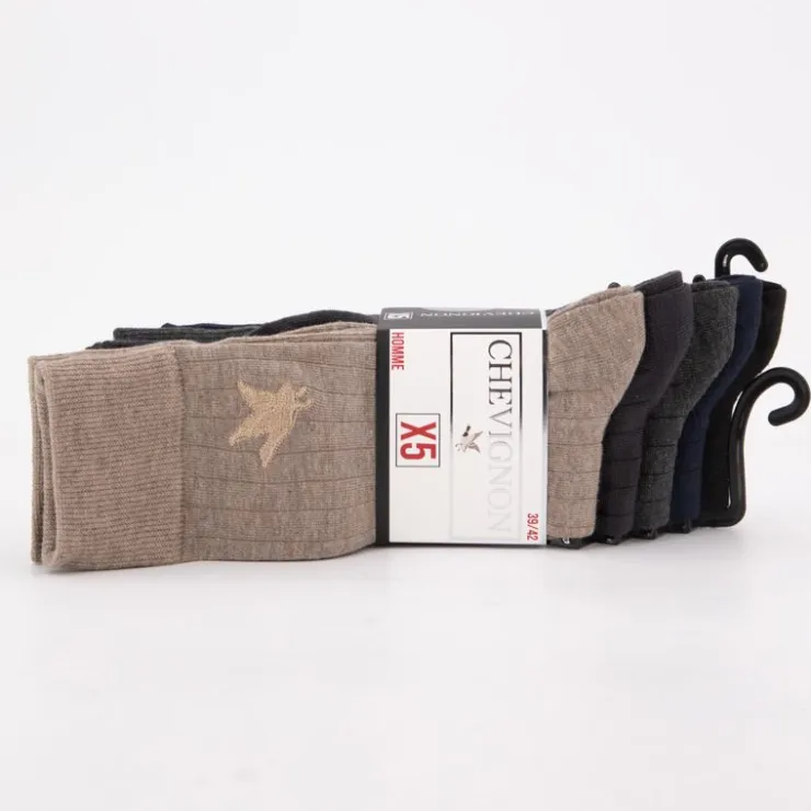 CHEVIGNON Lot de 5 paires de chaussettes chemsy multicolore MARRON
