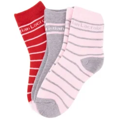 CXL BY CHRISTIAN LACROIX Lot de 3 paires de chaussettes colorées à rayures Enfant ROSE CLAIR Discount