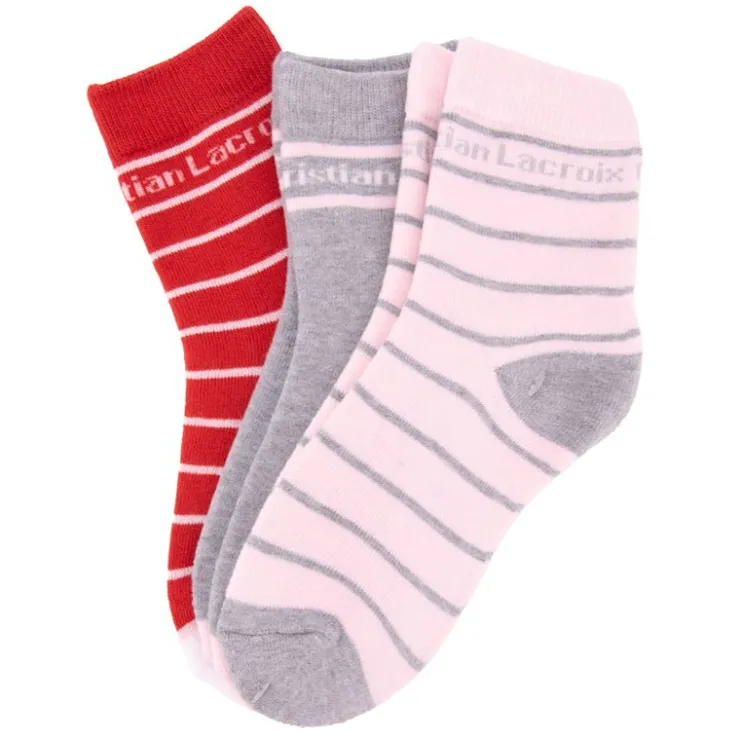 CXL BY CHRISTIAN LACROIX Lot de 3 paires de chaussettes colorées à rayures Enfant ROSE CLAIR Discount